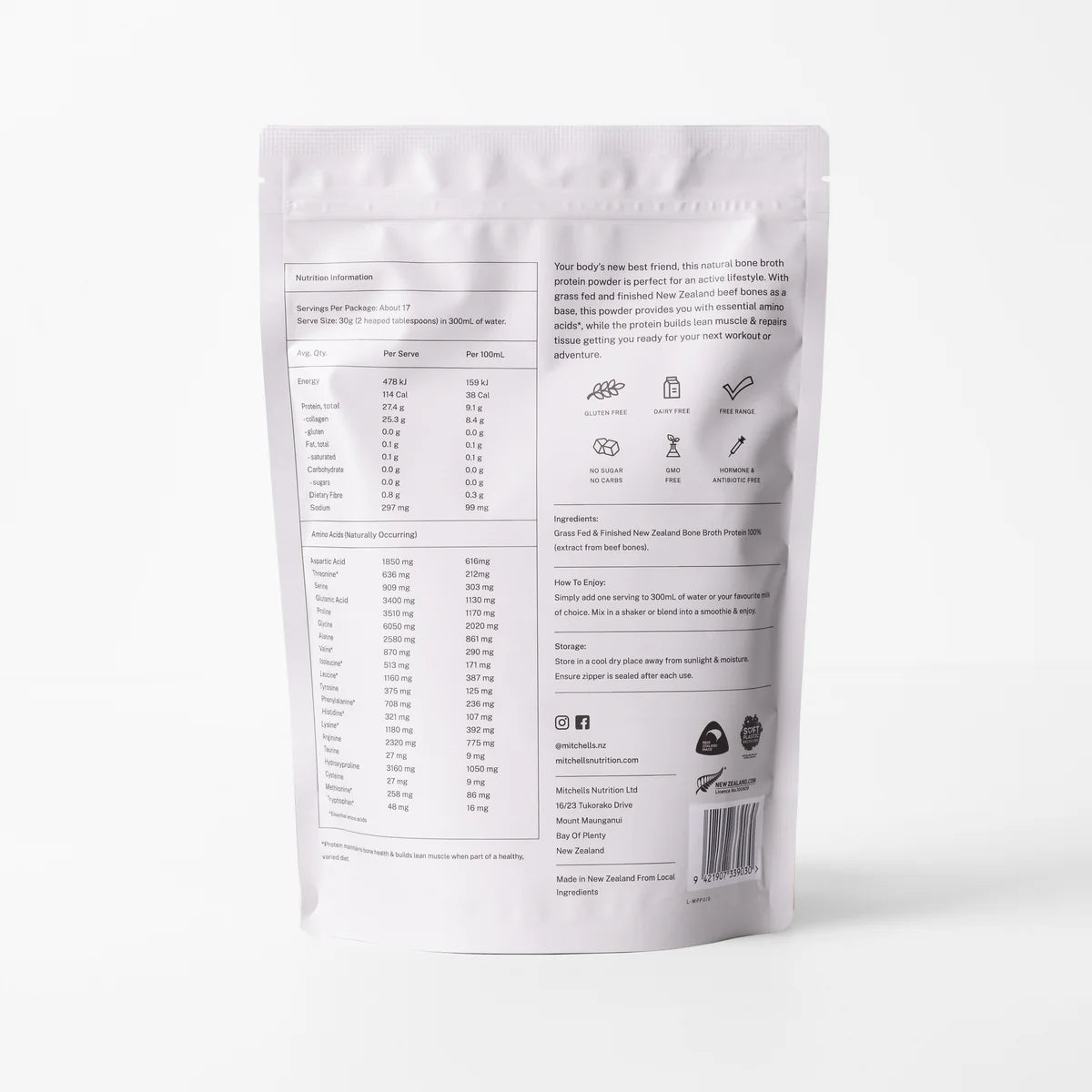 Mitchell's Bone Broth Protein Powder unflavoured 500gm