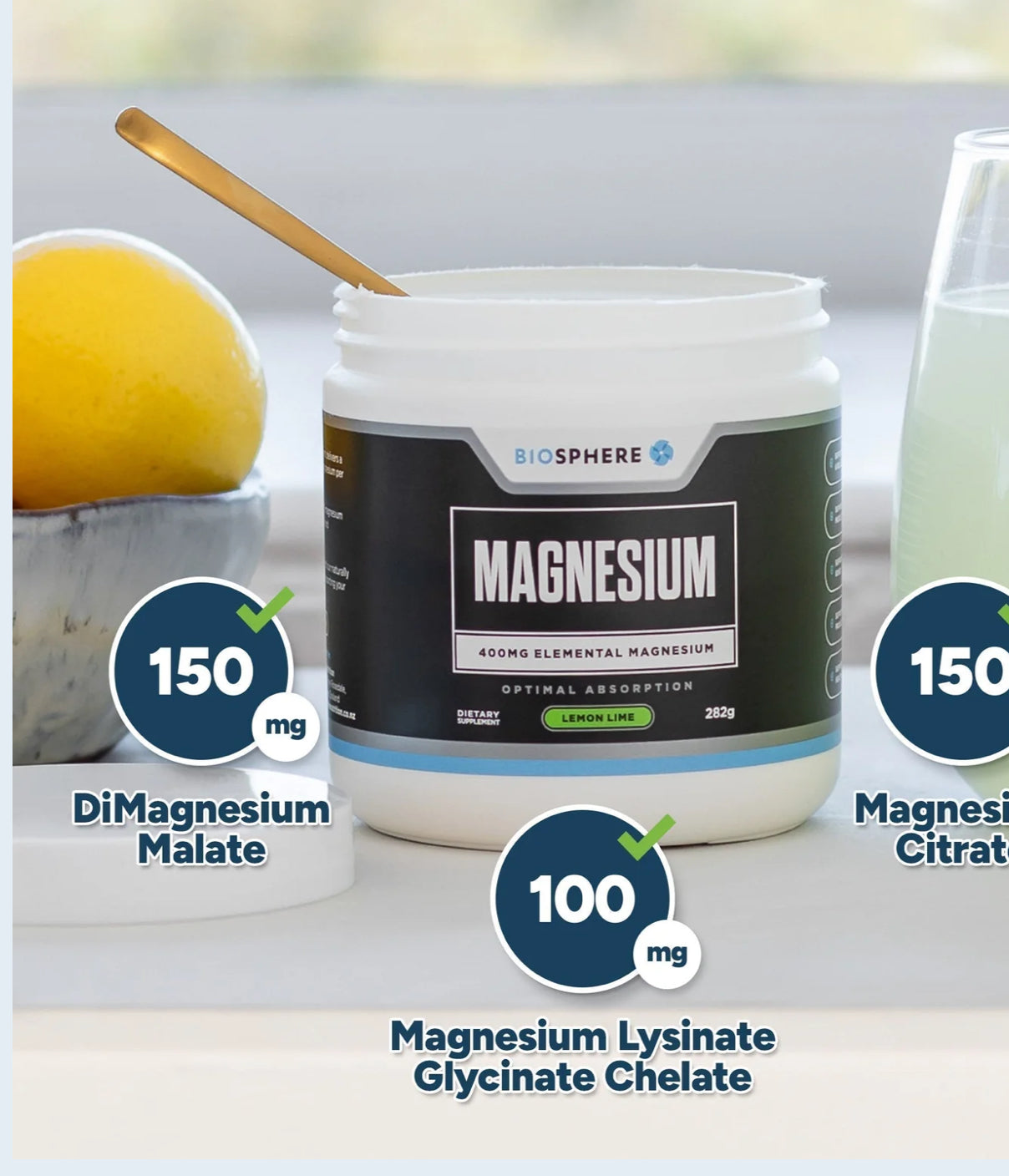 Biosphere Magnesium Glycinate Lemon Lime 282G
