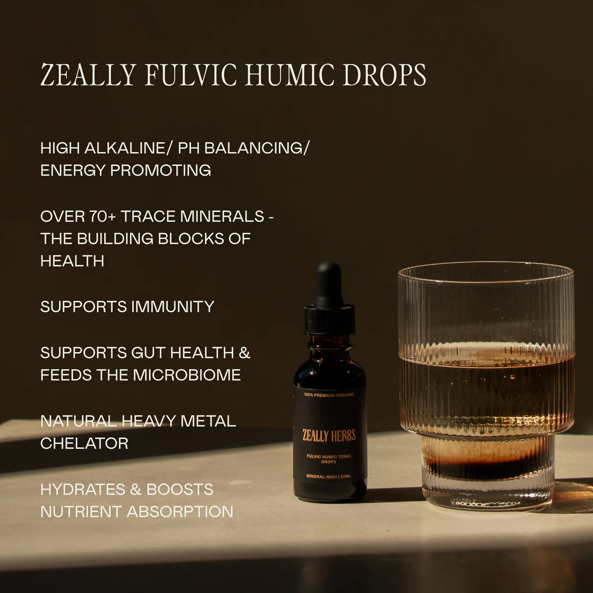 Zeally Herbs Fulvic Humic | Heavy Metal & Toxin Binder Tonic Drops 30ml