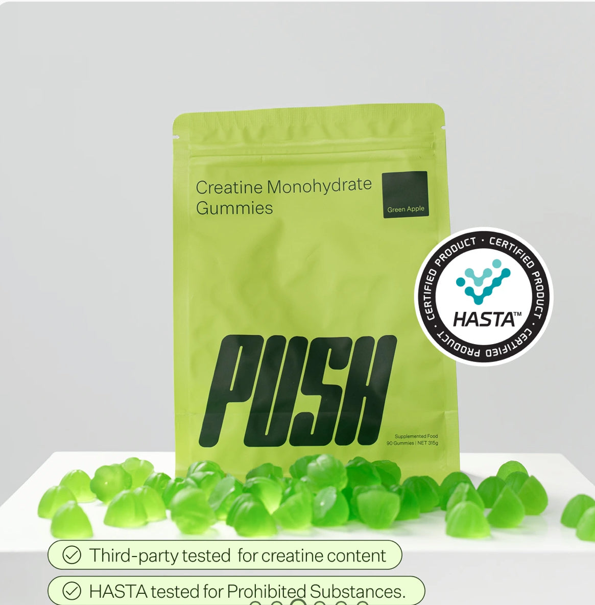 Push Creatine Gummies 90s Green Apple