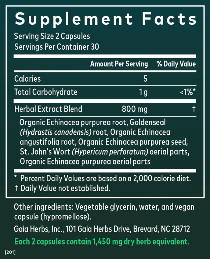 Gaia Herbs Echinacea Goldenseal 60 Vegan phytocaps
