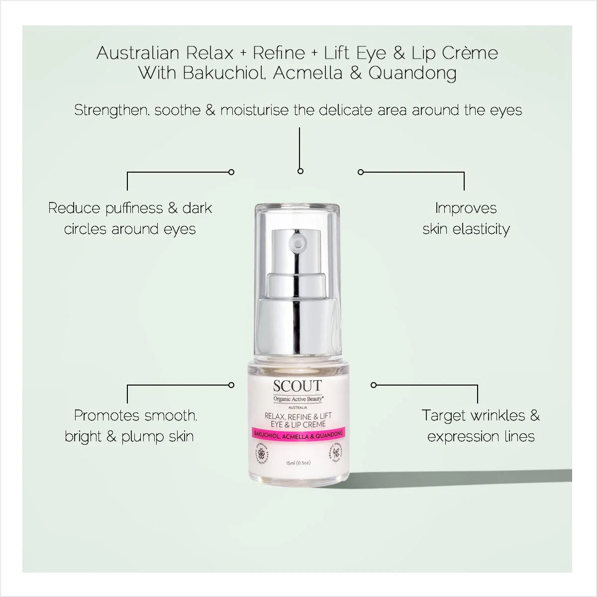 Relax + Refine + Lift Eye & Lip Crème With Bakuchiol, Acmella & Quandong