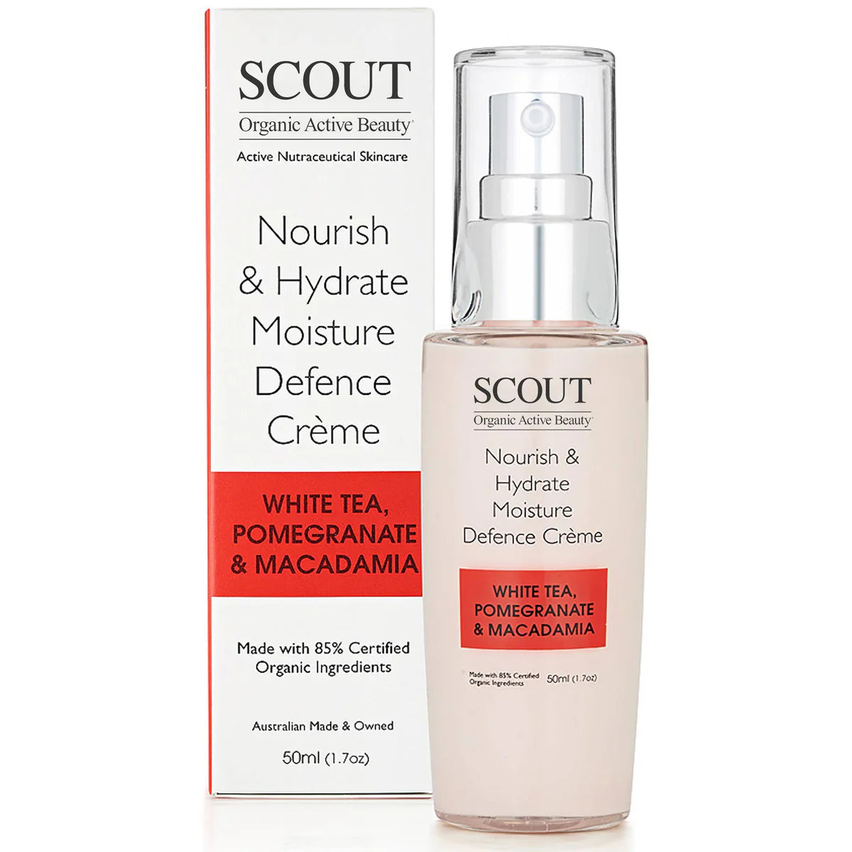 Scout Cosmetics Nourish & Hydrate Moisture Defence Crème with White Tea, Pomegranate and Macadamia