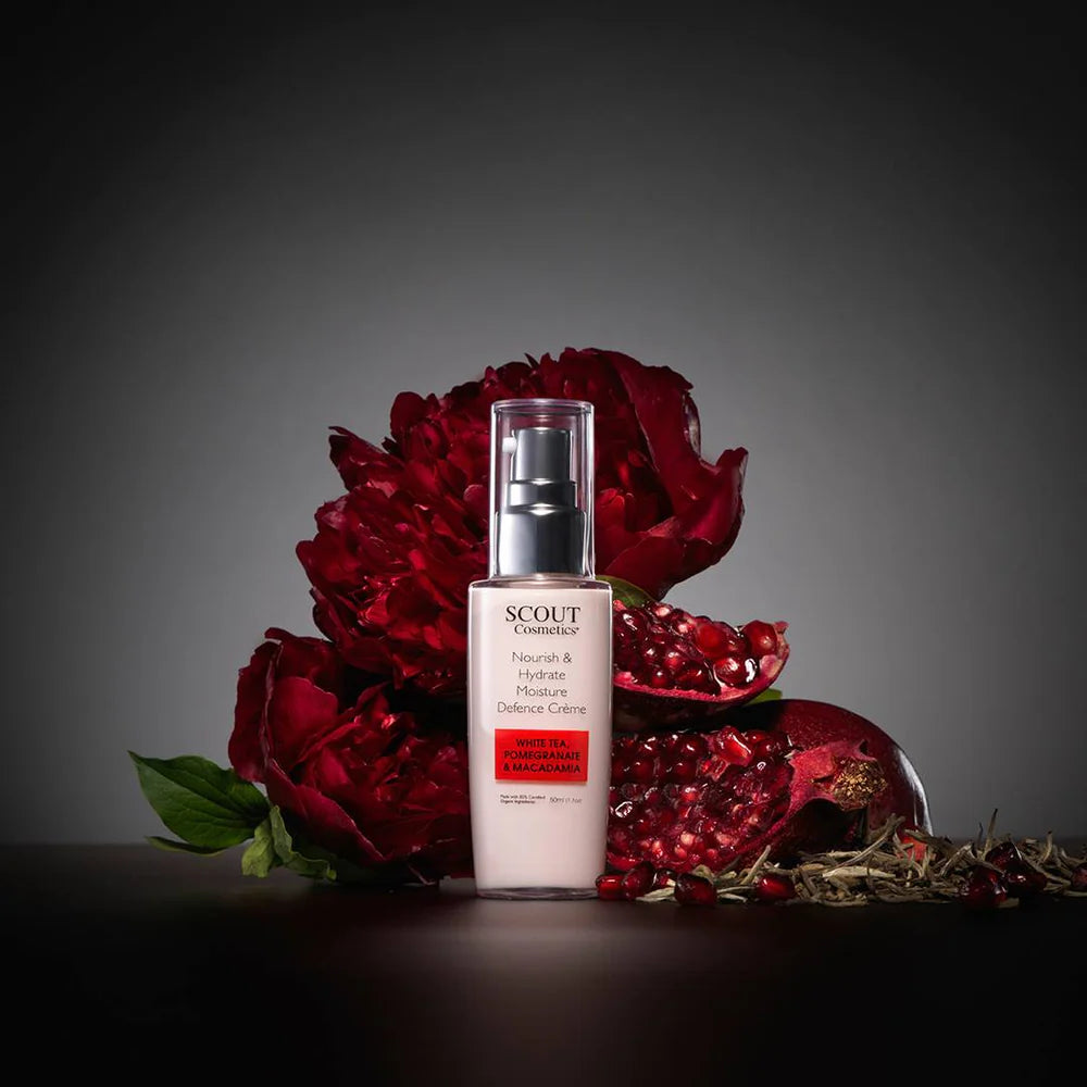 Scout Cosmetics Nourish & Hydrate Moisture Defence Crème with White Tea, Pomegranate and Macadamia