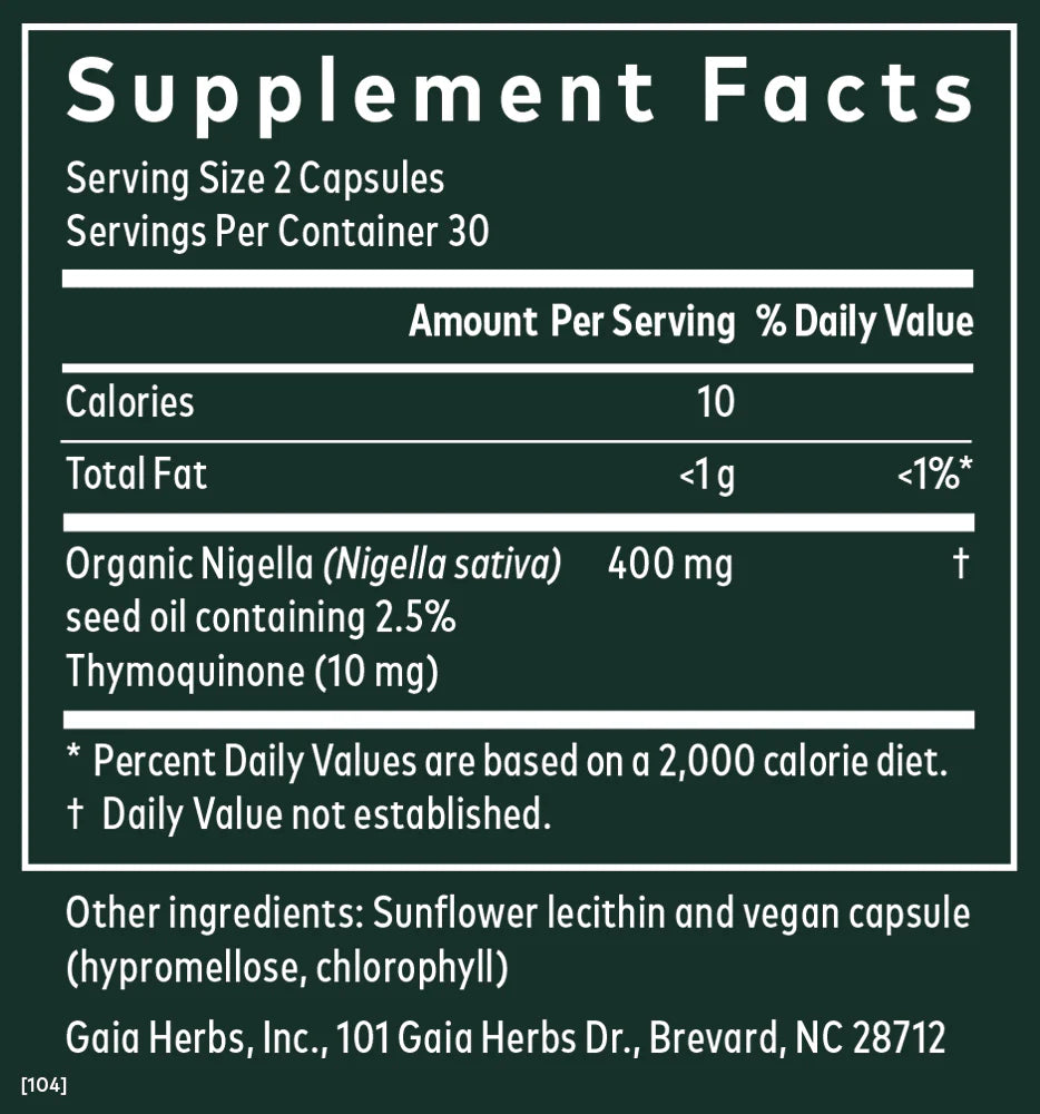 Gaia Black Seed Oil 60 Vegan Phyto caps