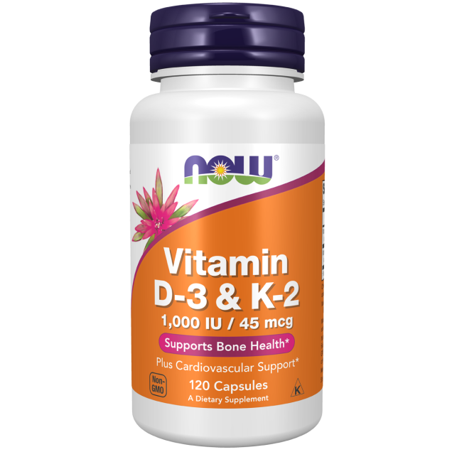 NOW Vitamin D-3 1000IU & K-2 45mcg, 120VC