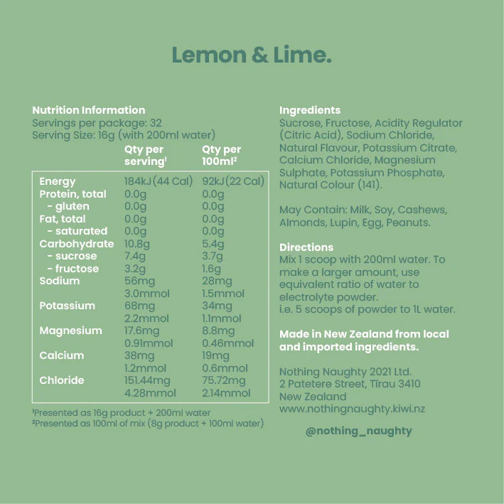 Nothing Naughty Electrolyte Hydration Lemon & Lime 515 grams