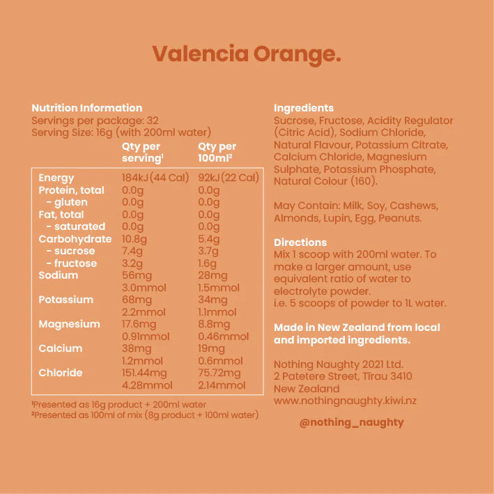Nothing Naughty Electrolyte Hydration Valencia Orange 515 grams
