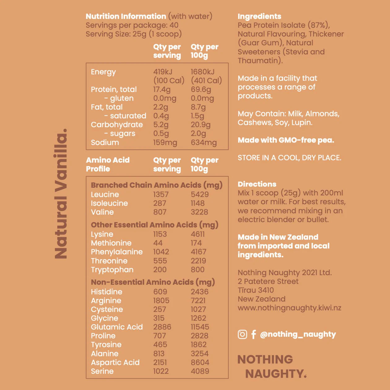 Nothing Naughty PEA PROTEIN - 1kg Vanilla