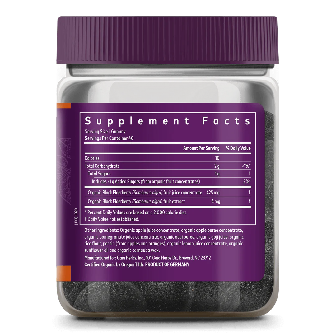 Gaia Black Elderberry Kids Daily Gummies 40 gummies