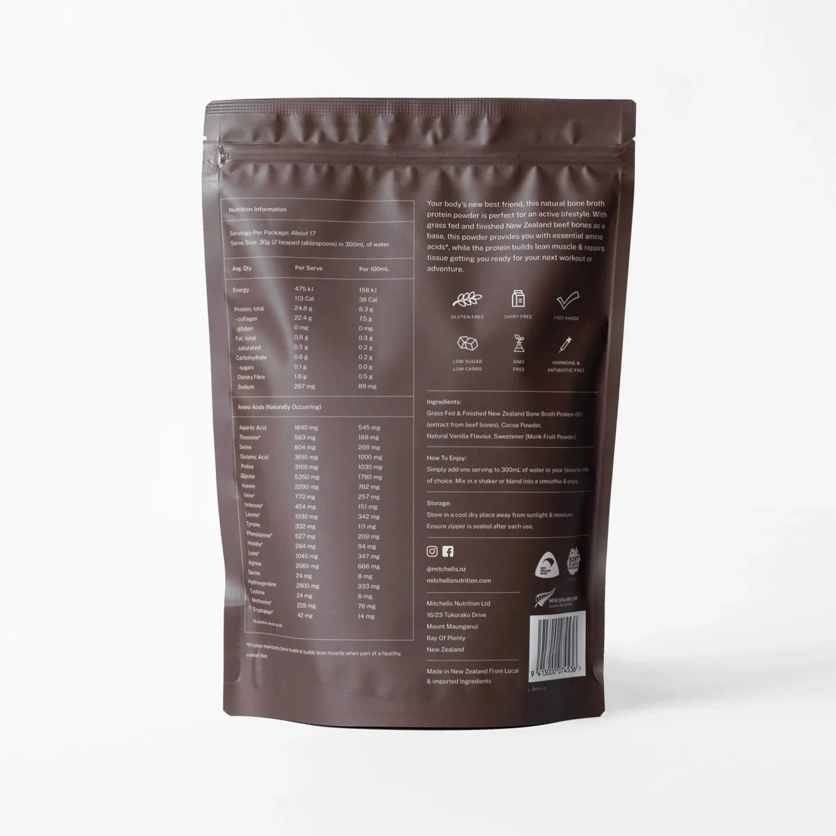 Mitchell's Bone Broth Protein Powder -Chocolate 500gm
