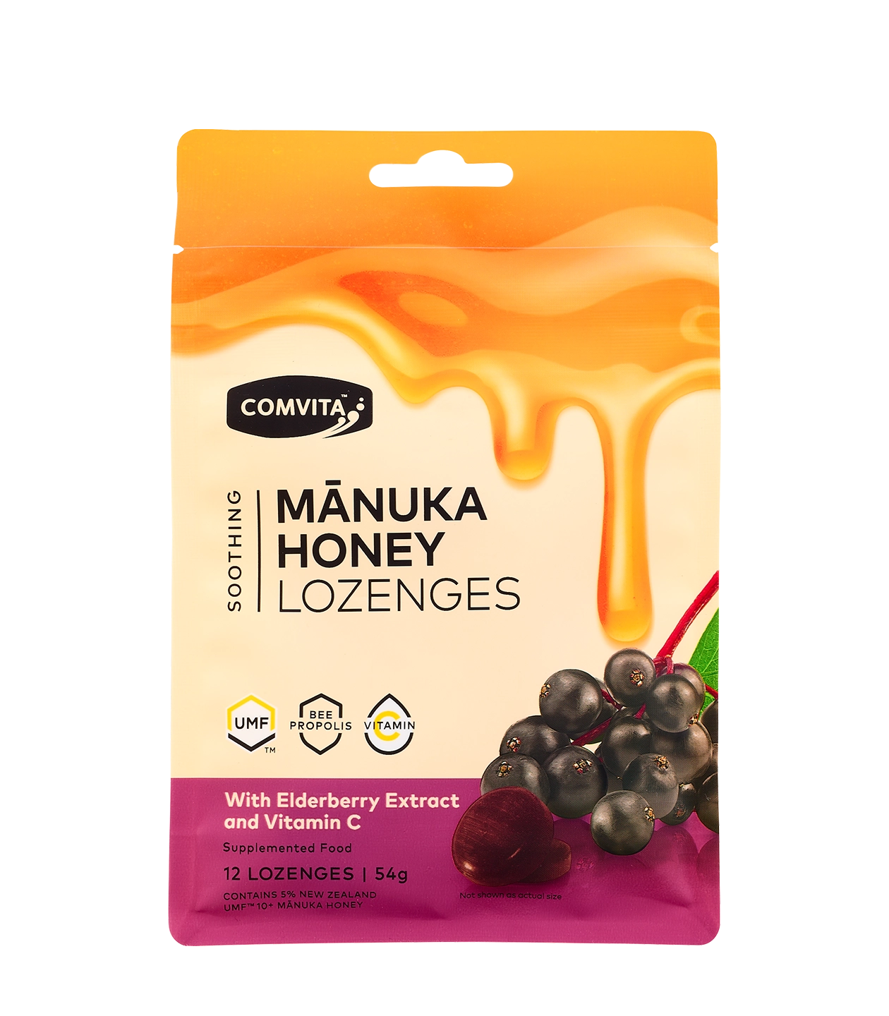 Comvita Mānuka Honey Lozenges - Elderberry 12s