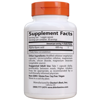 Doctor's Best Alpha-Lipoic Acid 600mg 60 vcaps