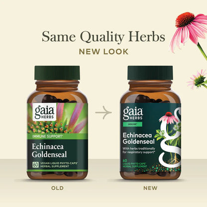 Gaia Herbs  Echinacea Goldenseal 60 Vegan  phytocaps