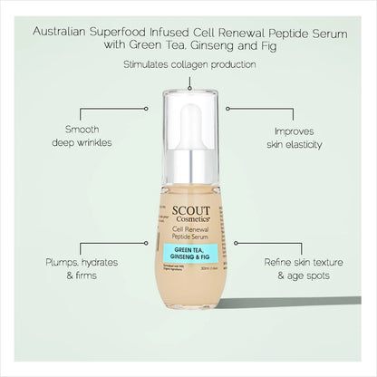 Scout Cosmetics Cell Renewal Peptide Serum with Green Tea, Ginseng and Fig