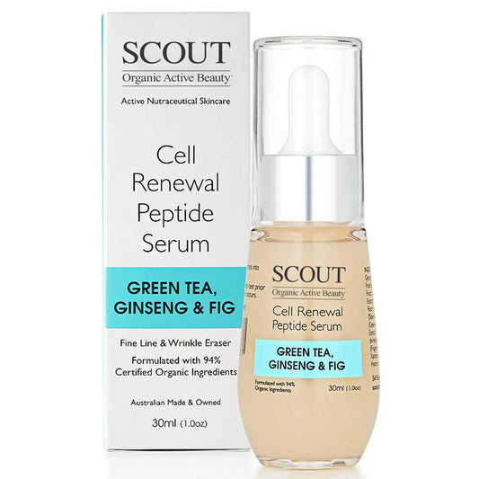 Scout Cosmetics Cell Renewal Peptide Serum with Green Tea, Ginseng and Fig