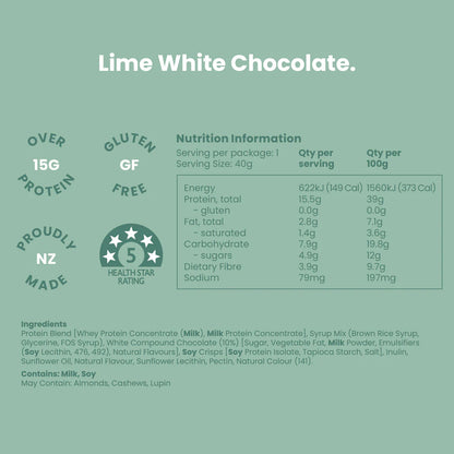 Nothing Naughty Protein Bar Lime White Chocolate