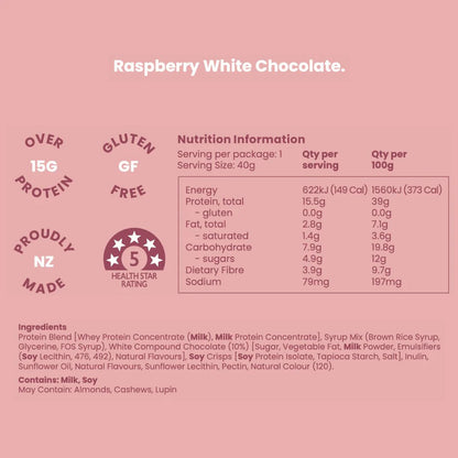 Nothing Naughty  Protein Bar- Raspberry White Chocolate