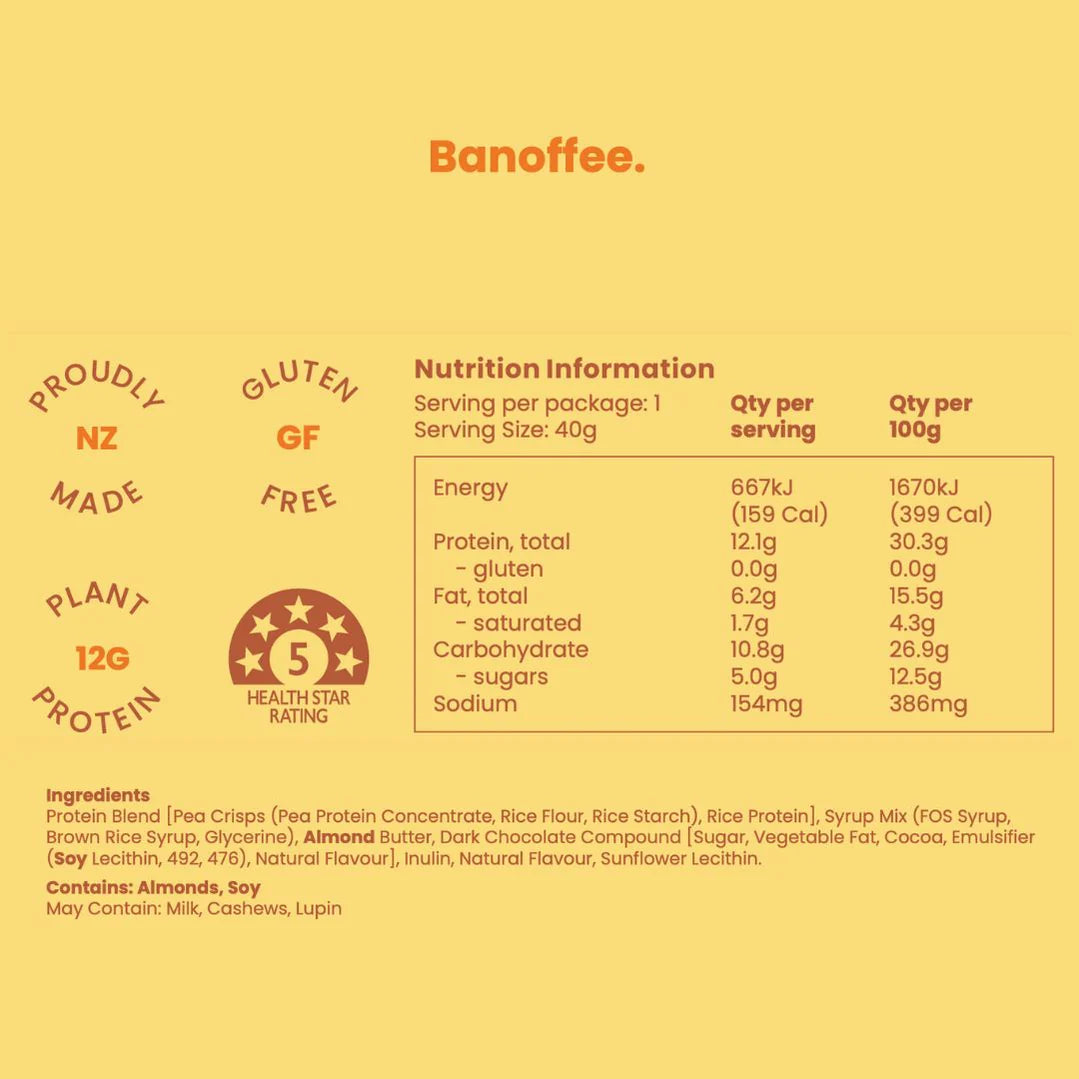 Nothing Naughty Plant Protein Bar Banoffee 40g