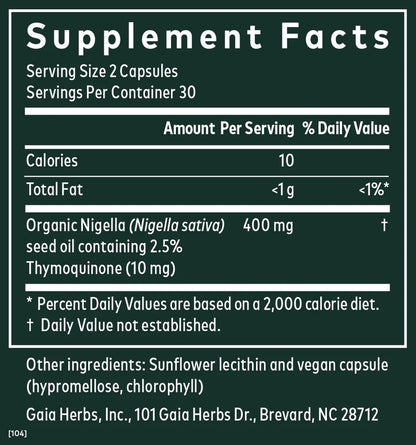 Gaia  Black Seed Oil 60 Vegan Phyto caps
