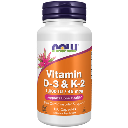NOW Vitamin D-3 1000IU & K-2 45mcg, 120VC