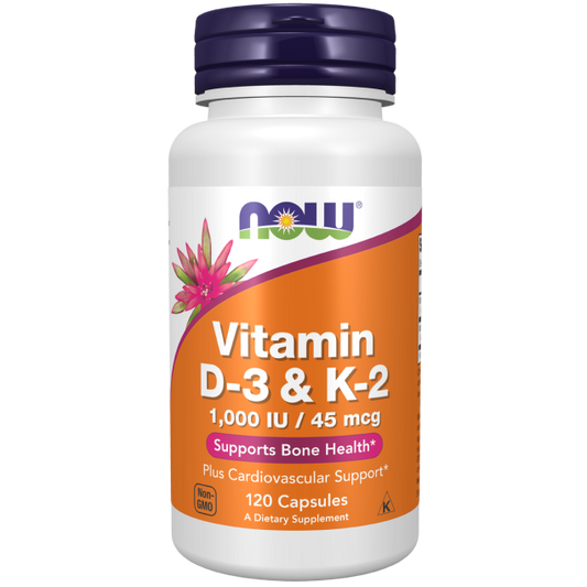 NOW Vitamin D-3 1000IU & K-2 45mcg, 120VC