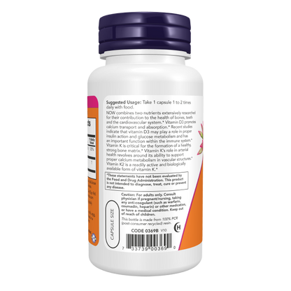 NOW Vitamin D-3 1000IU & K-2 45mcg, 120VC
