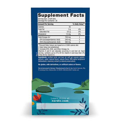 Nordic Naturals Cod Liver Oil - Lemon 90sg