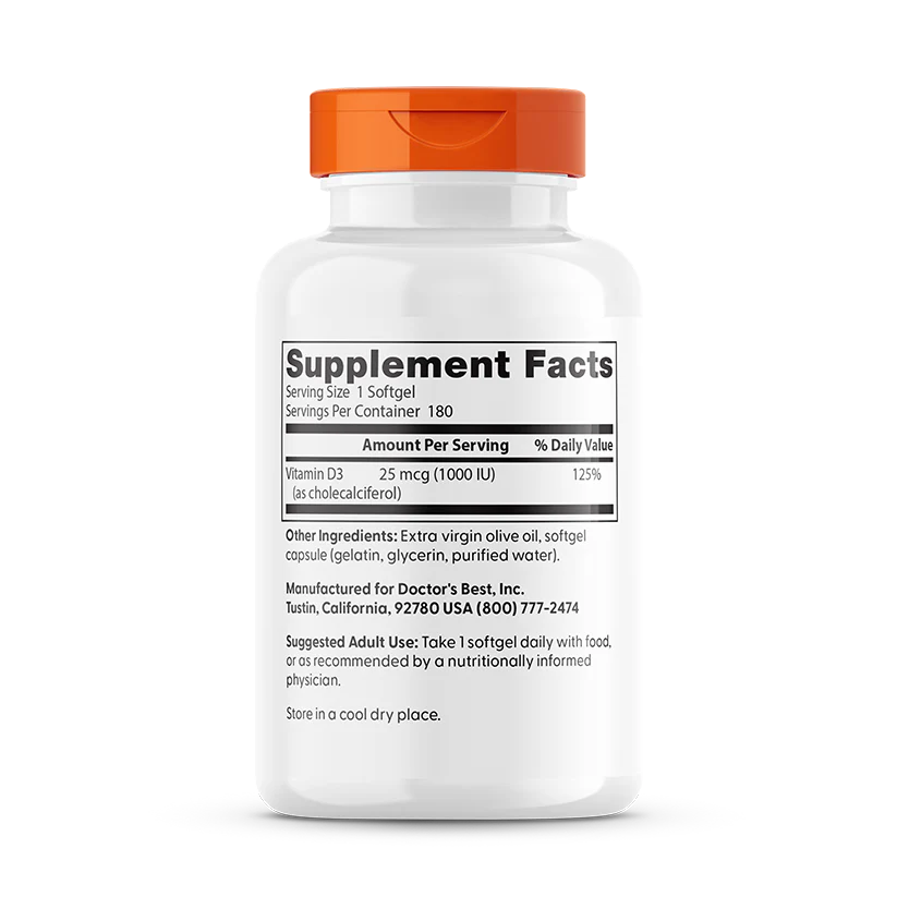 Doctor's Best Vitamin D3 (1000IU) 180 Softgel