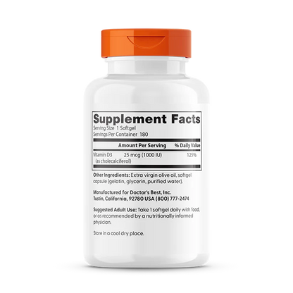 Doctor's Best Vitamin D3 (1000IU) 180 Softgel