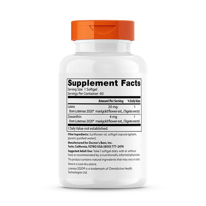 Doctor's Best Lutein with Lutemax (20mg) 60 Softgels