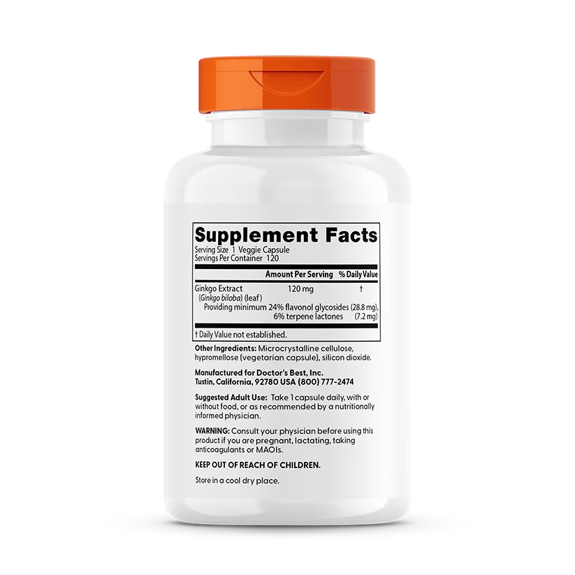 Doctor's Best Extra Strength Ginkgo (120mg) 120 Veggie Caps