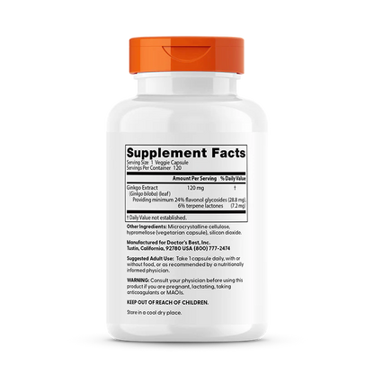Doctor's Best Extra Strength Ginkgo (120mg) 120 Veggie Caps