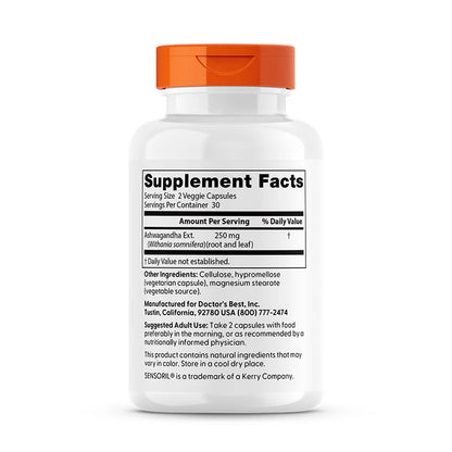 Doctor's Best Ashwagandha with Sensoril (125mg) 60vc