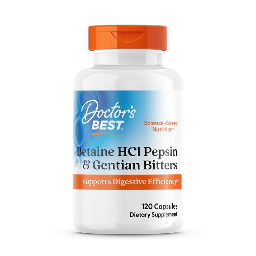Doctor's Best Betaine HCl Pepsin & Gentian Bitters 120c
