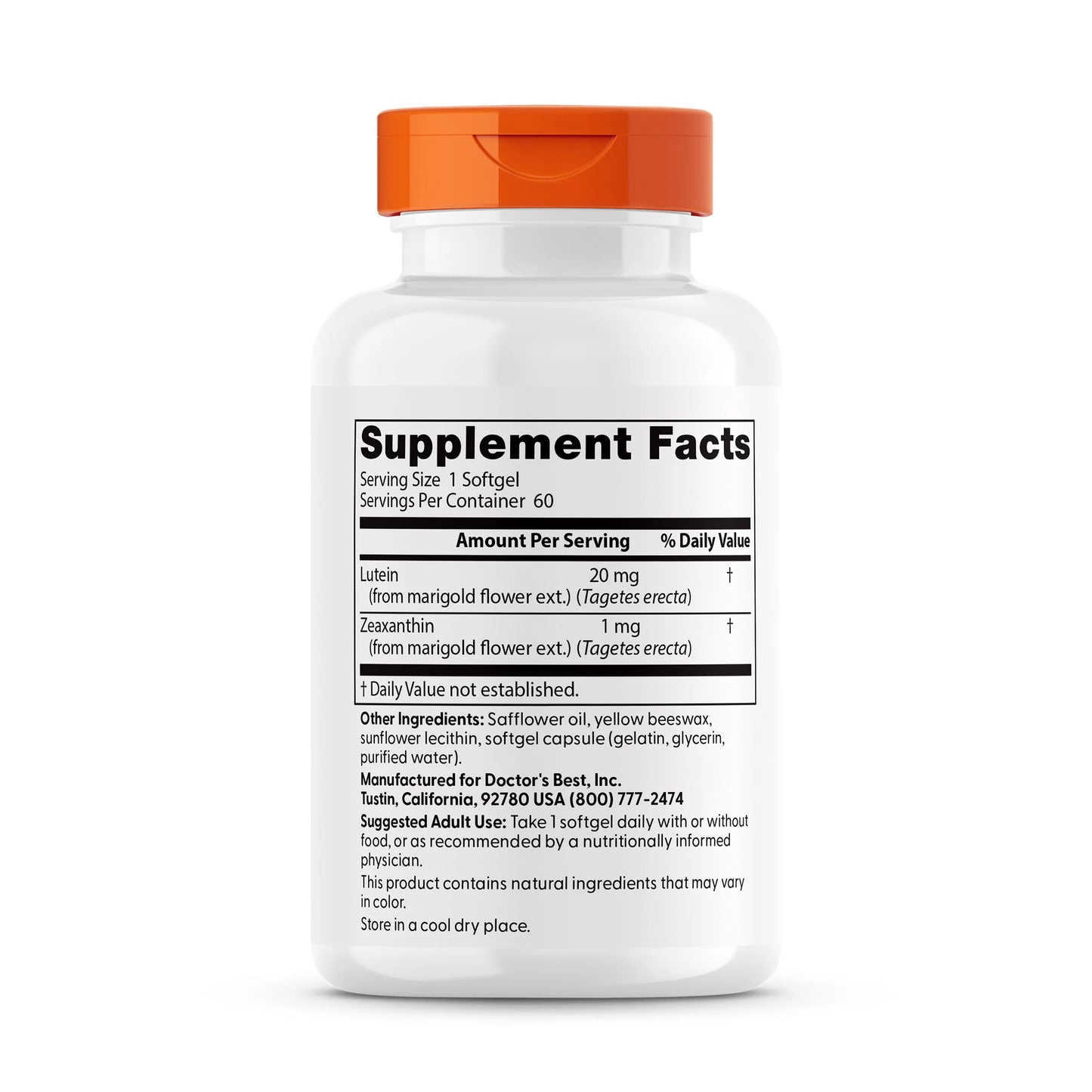Doctor's Best Lutein 20mg & Zea 1mg 60 Softgels