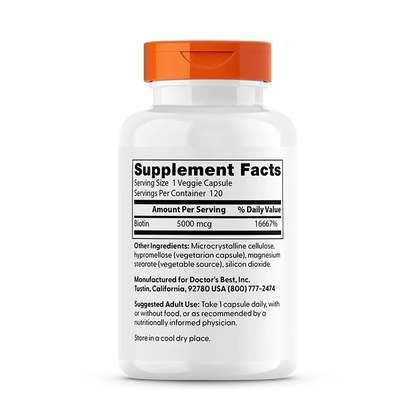 Doctor's Best Biotin (5,000mcg) 120vc