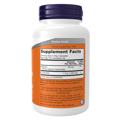 NOW L-Citrulline, Pure Powder 113g