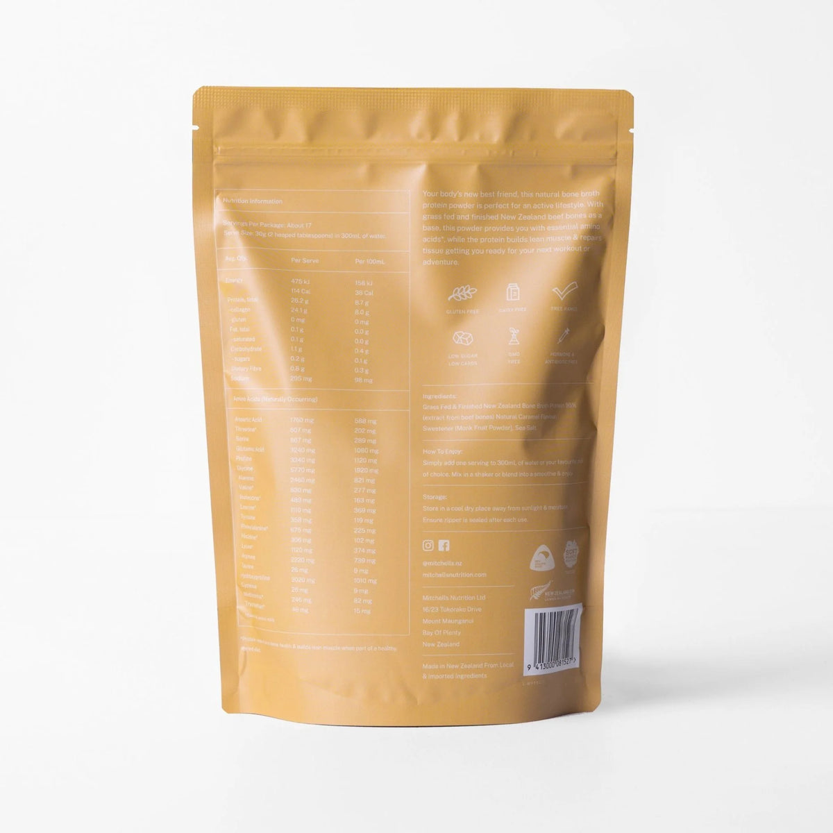 Mitchell's Bone Broth Protein  Salted Caramel 500gm