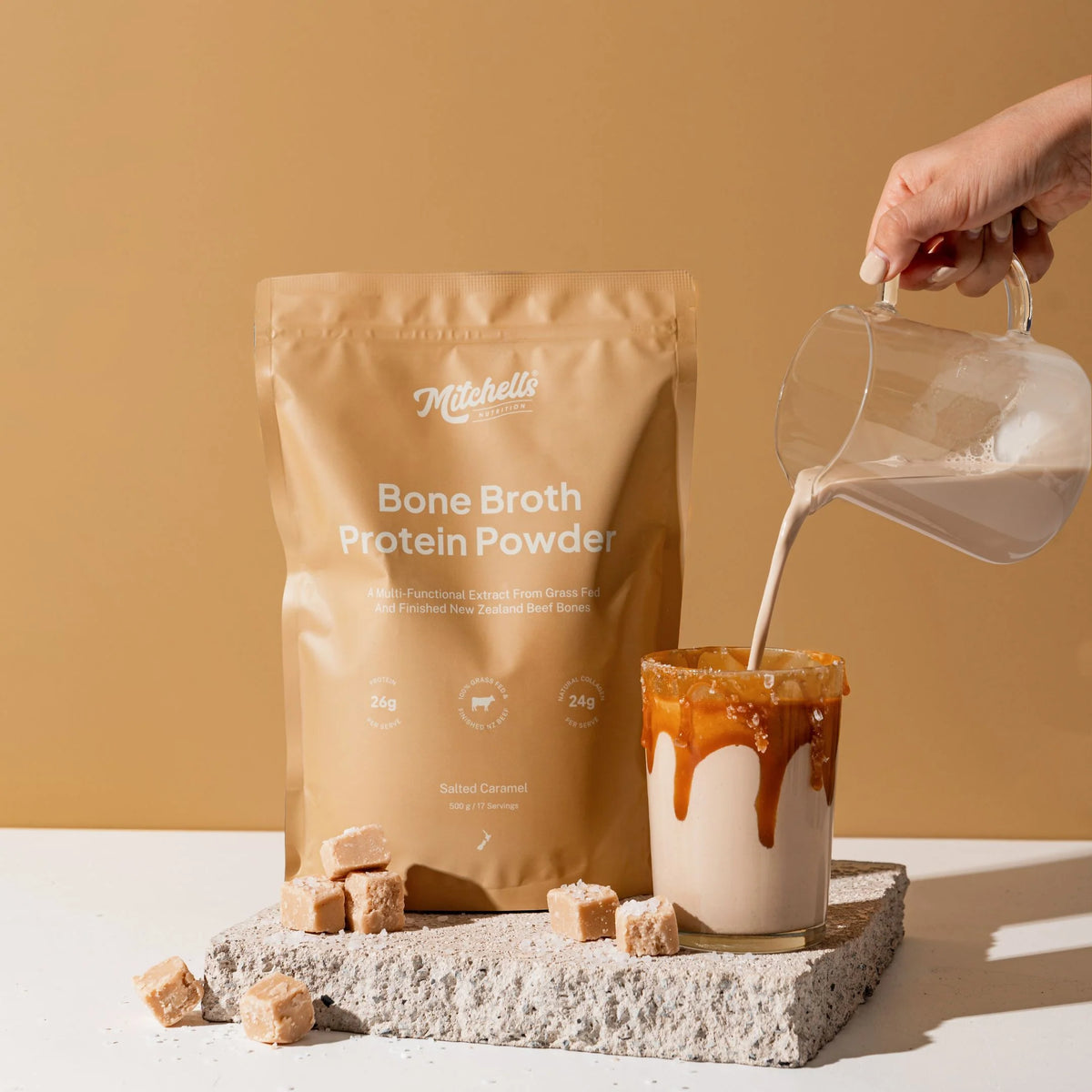 Mitchell's Bone Broth Protein  Salted Caramel 500gm